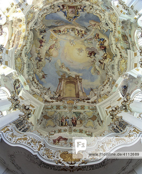 Wieskirche Deckengemälde Fresken Steingaden Pfaffenwinkel Oberbayern Deutschland
