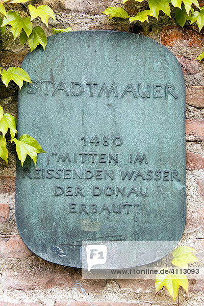 Ulm  Germany  memorial tablet on the city wall