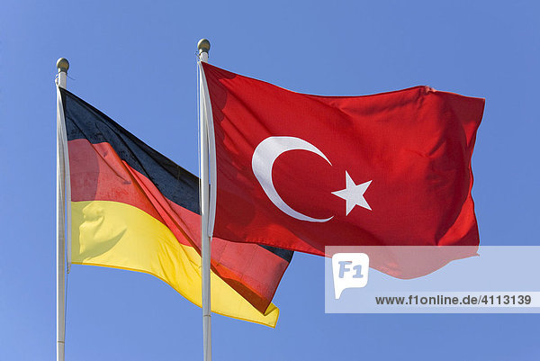A Turkish and a German flag
