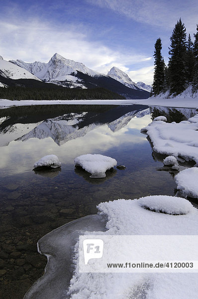 Maligne Lake in December  Jasper National Park  Alberta  Canada