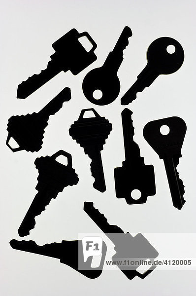 Silhouetted keys - concept of security