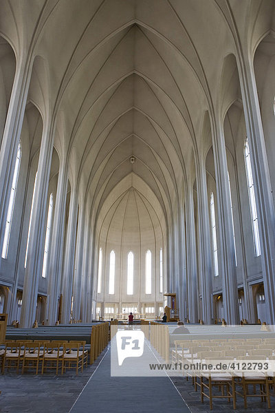 Interior Hallgrimskirkja Hallgrimur S Church Reykjavik Iceland Atlantic Ocean