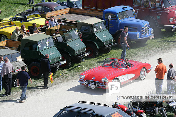 Market for parts of the car and vintage car meeting  Muehldorf am Inn  Upper Bavaria  Bavaria  Germany