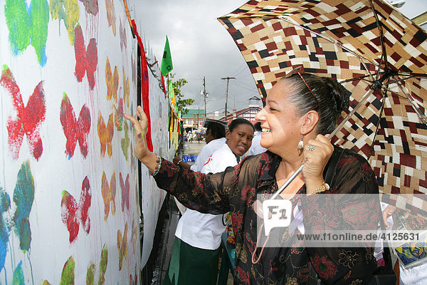 Debohra Backer  member of the opposition party during a protest against violence against women in Georgetown  Guyana  South America