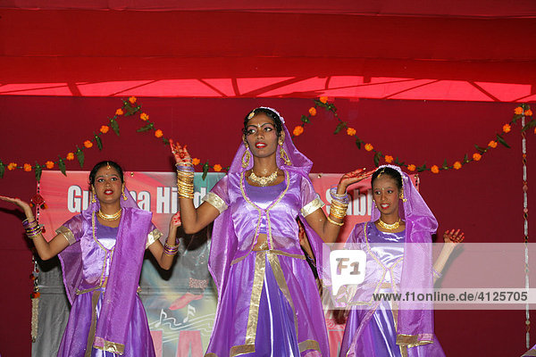Traditional Indian dancers at a Hindu Festival in Georgetown  Guyana  South America