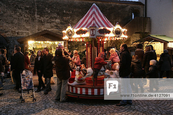 Christkindlmarkt  Christmas market  Muehldorf am Inn  Upper Bavaria  Germany  Europe