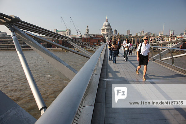 View towards St. Paul's Cathedral from Gateshead Millennium Bridge  London  England  Great Britain  Europe
