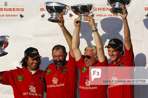 Team Deilmann  MS Deutschland at the winner honoring  third place  Polo tournament  Berenberg High Goal Trophy 2007  Thann  Holzkirchen  Upper Bavaria  Bavaria  Germany