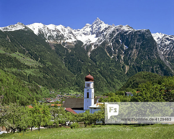 Sautens  parish church  Acherkogel  Stubai Alps  Inntal  Tyrol  Austria