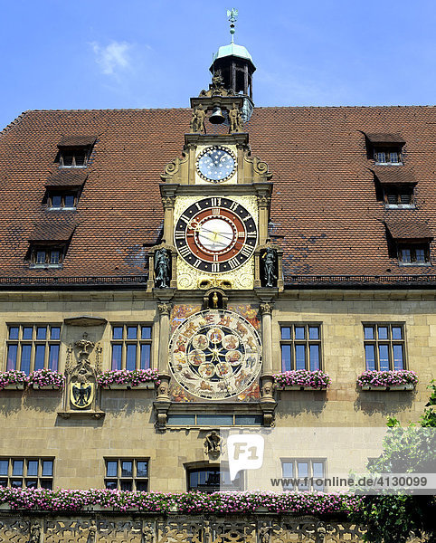 Renaissance-era astronomical clock  town hall  Heilbronn  Baden-Wuerttemberg  Germany  Europe