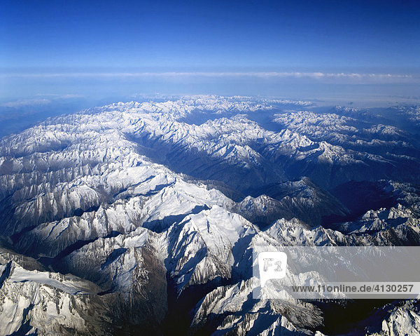 Zillertaler Alps  view from the west from an elevation of 10000 m  South Tirol  Italy  Europe