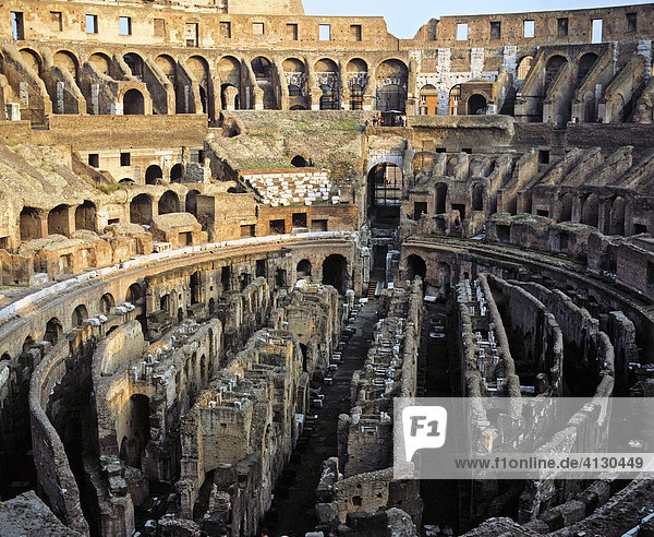 Colosseum  interior  underground structure  hypogeum  amphitheatre  Rome  Italy