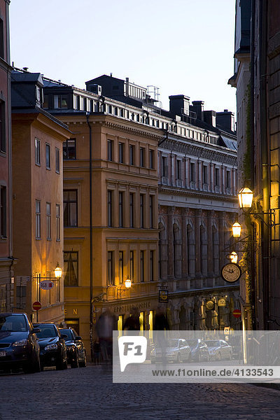 Blaue Stunde in der Gamla Stan  Stockholm  Schweden  Skandinavien  Europa