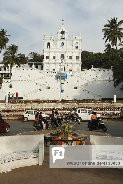 Typical portuguese baroque church Our Lady of Immaculate Conception  Panaji  Goa  India  Asia