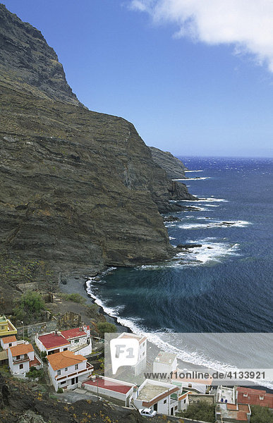 Dorf und Playa de Alojera  La Gomera  Kanarische Inseln  Spanien