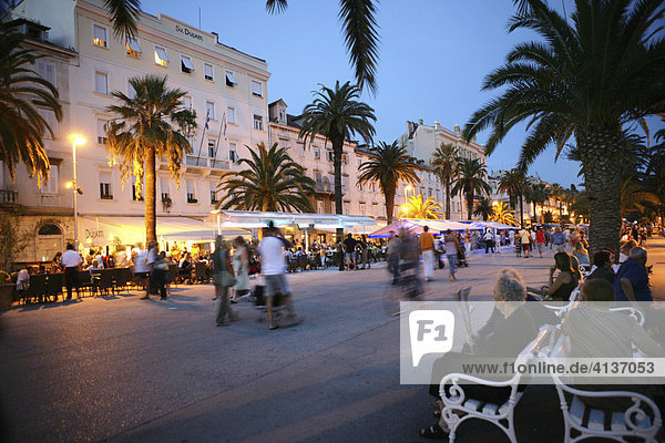 Harbour promenade  at dusk  Split  Middle Dalmatia  Croatia