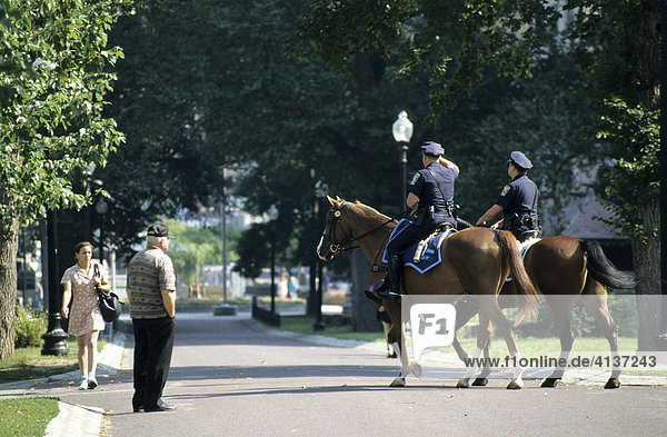 Riding policemen  Boston  Massachusetts  USA  United States of America
