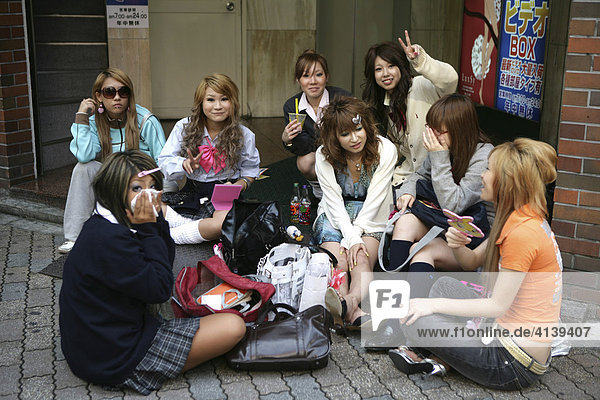 Young women in Shibuya  Tokyo  Japan  Asia