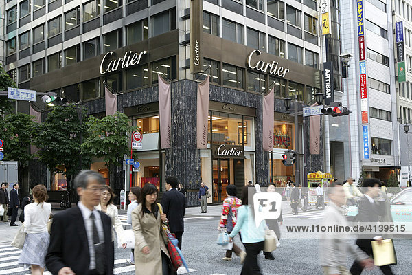 Cartier store on Chuo Dori Street  luxury shopping and entertainment district  Ginza  Tokyo  Japan  Asia
