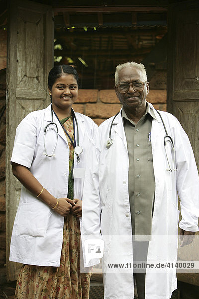 Physicians at Somatheeram Ayurveda Resort  traditional Ayurvedic medicine spa resort in Trivandrum  Kerala  India  Asia