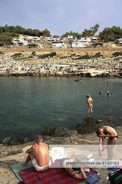 Swimmers at Poljana Campground for tents and RVs  Losinj Island  Croatia  Europe