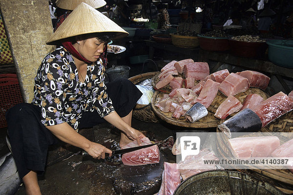 Cho Dam  central marketplace selling vegetables  meat and fish in Nha Trang  Khánh Hòa Province  South Central Coast  Vietnam  Asia