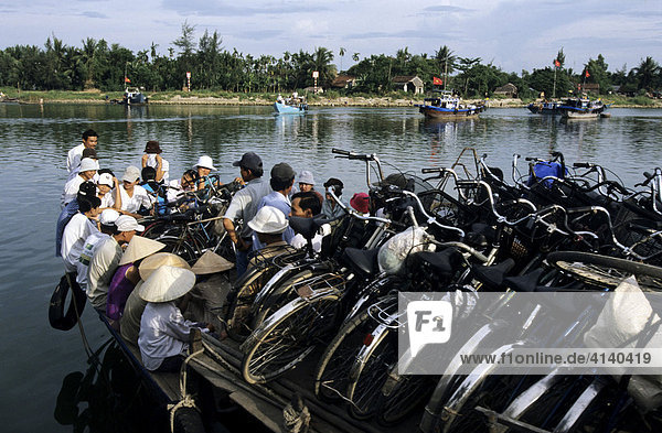 Bicycle ferry on the Thu Bon River  Hoi An  Quang Nam Province  Vietnam  Asia