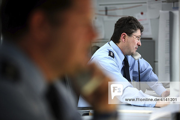 Police control room  HQ  call center for emergency calls  Mettmann  North Rhine-Westphalia  Germany  Europe
