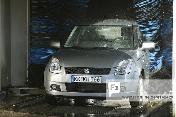 Car inside a car wash