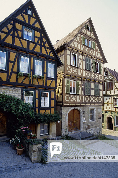 Historische Fachwerkhäuser in der Nikolastorstraße  Marbach am Neckar  Baden-Württemberg  Deutschland  Europa