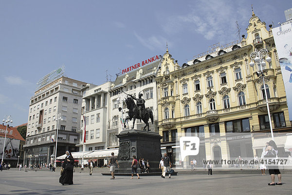 Ban-Jelacic Denkmal auf Ban-Jelacic-Platz. Zagreb Kroatien
