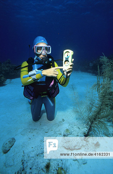 Underwater sign language reserve.   the Caribbean.