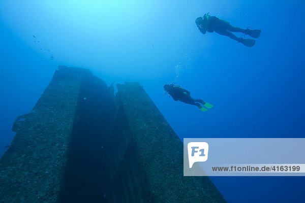 Odyssey shipwreck  91 meters  sunk in 2002 to serve as a tourist attraction for scuba divers  Roatan  Honduras  Central America