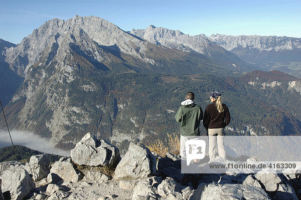 Die Watzmanngruppe im Nationalpark Berchtesgaden  gesehen vom Aussichtspunkt des Jenner