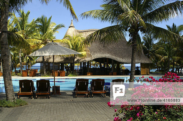 Resort with pool at the beach of Trou aux Biches  Mauritius  Mascarenes  Indian Ocean