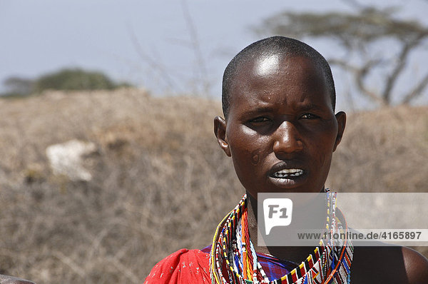 Massai  Massai warrior  Amboseli national park  Kenya  Africa