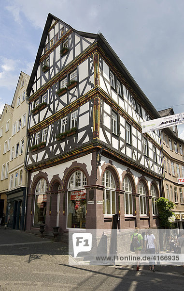 Historic half-timbered house in the historic town centre on the Eisenmarkt market  Wetzlar  Hesse  Germany  Europe