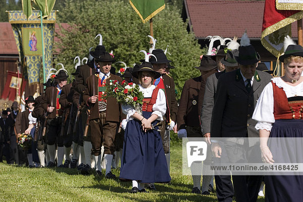 Feast of Corpus Christi procession in Oberndorf Tyrol Austria