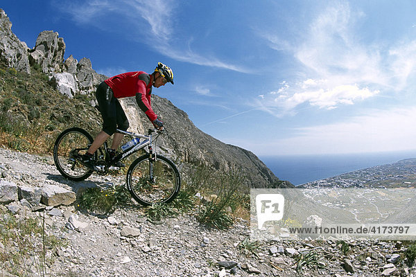 Cycling  Perissa Beach  Santorin  Cyclades  Greece