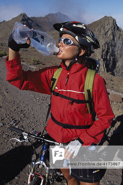 Mountain biker  Valle Gran Rey  La Gomera  Canary Islands  Spain