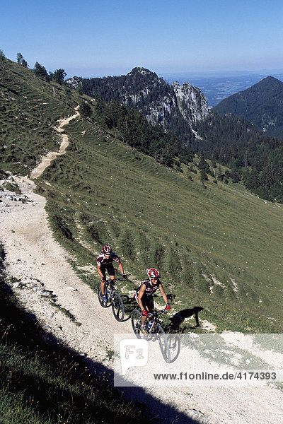 Bikers  Kampenwand  Chiemgauer alps  Bavaria  Germany