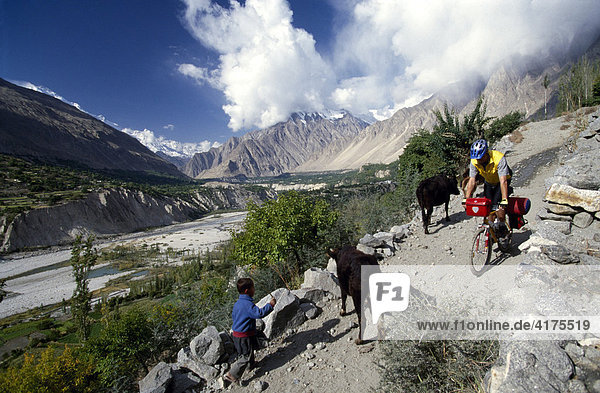 Mountainbiker  Karimabad  Northern Provinces  Pakistan  Asia