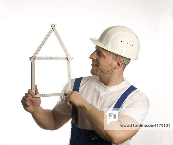 Handwerker/Bauarbeiter mit Zollstock