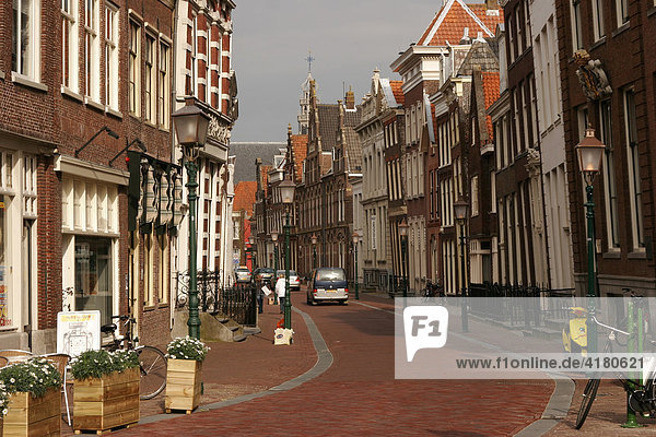 Old Town and street  Hoorn  Netherlands