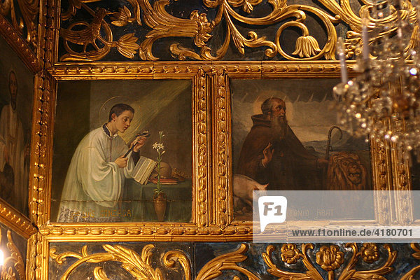 Painting in the chapel of the cloister Santuari de Lluc  Majorca  Spain  Europe
