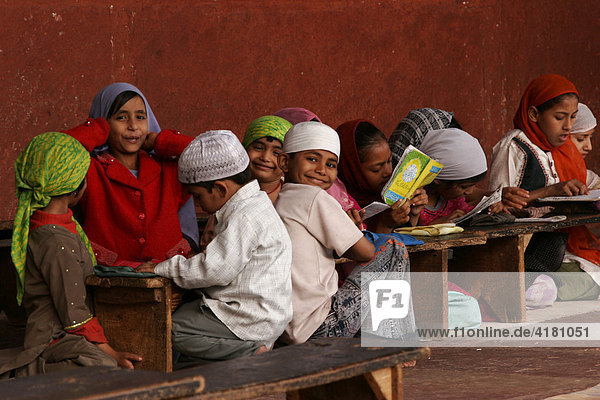 Children at an Islamic school (Qur'anic school) in Agra  Uttar Pradesh  India  Asia