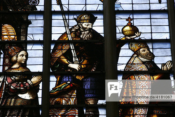 Kirchenfenster der Kathedrale von Brüssel Belgien Europa