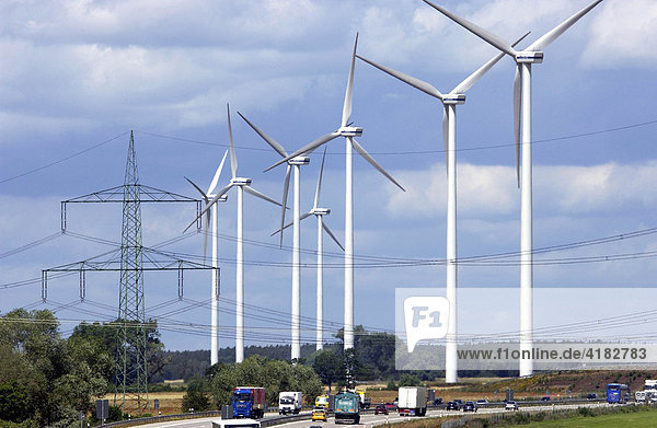 Windpark at the freeway Autobahn A13