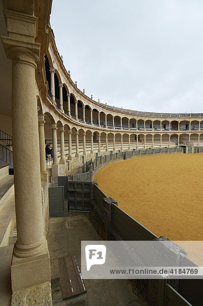 Bullfighting arena  bullring in Ronda  Malaga Province  Andalusia  Spain