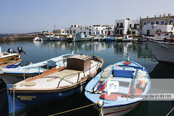 Fishing boats in Naoussa habour  Cyclades  Greece.